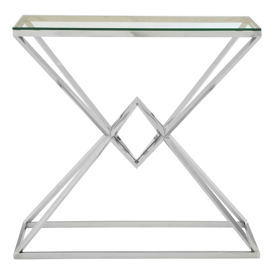 image 1 of Allure Tempered Glass Rectangular Console Table Silver