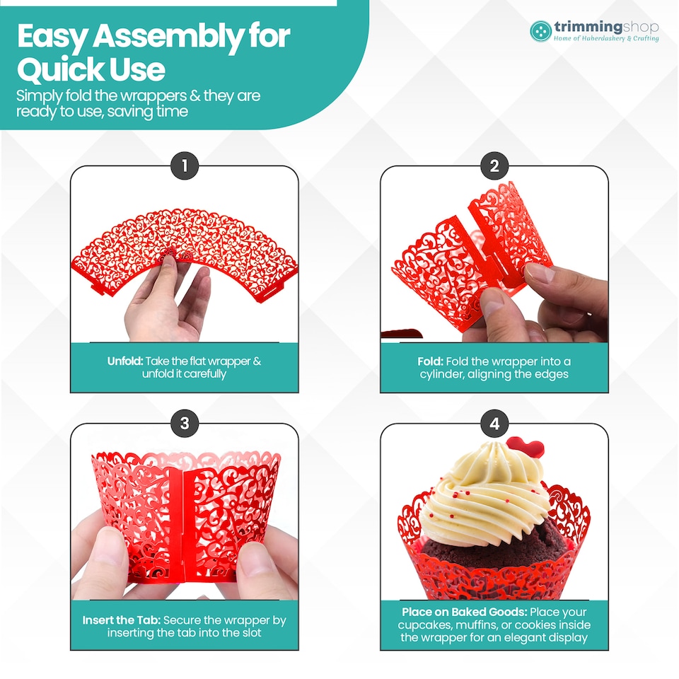 image 1 of Cupcake Wrappers Laser Cut Floral Design Paper Cup Holders - 25pcs