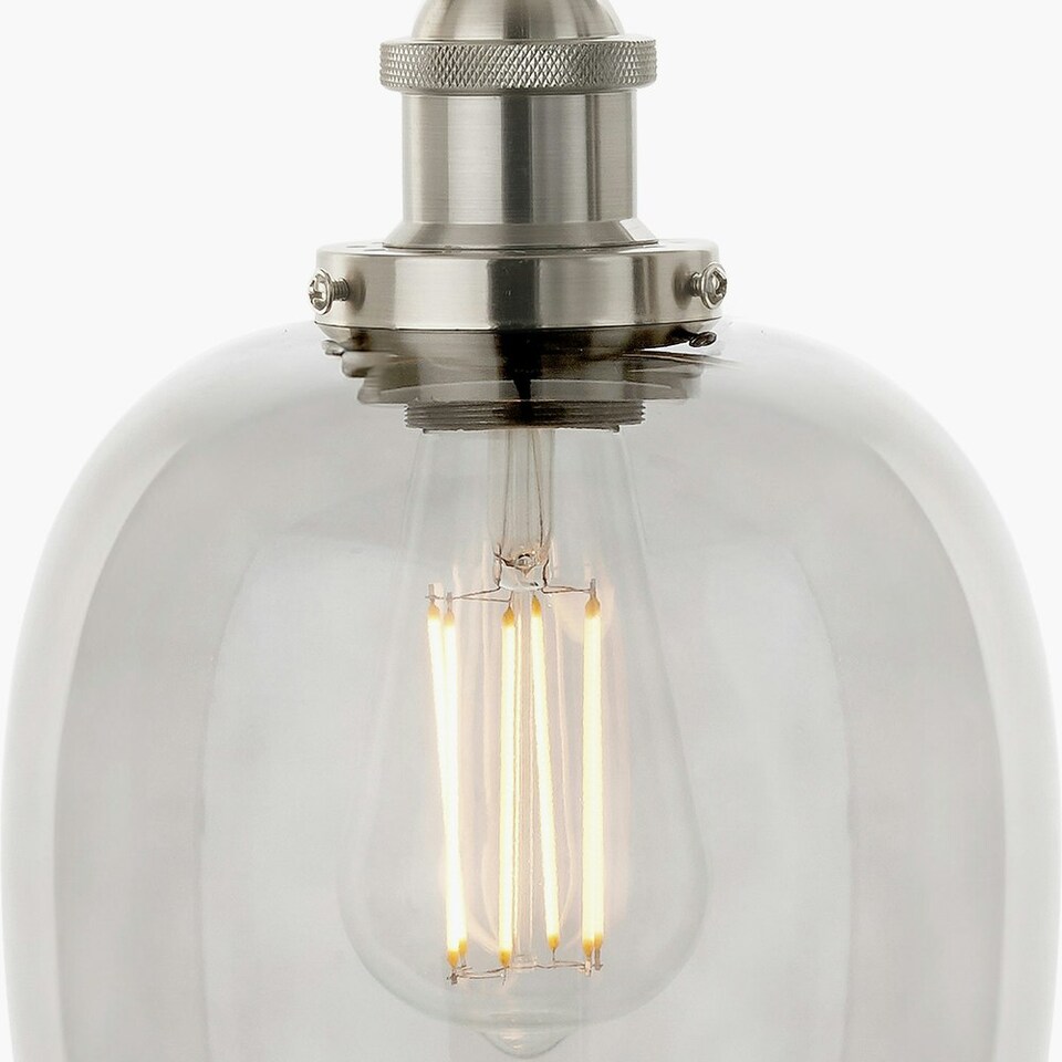 image 1 of Antique Silver Metal and Smoked Glass Pendant Grey | Clear | W17xD17xH120cm