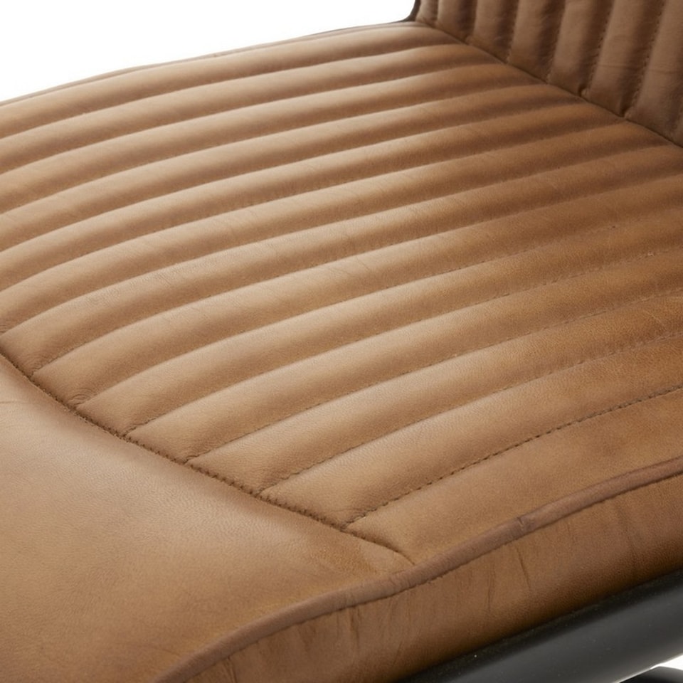 image 1 of Billy Leather Dining Chair - Metal - L60 x W50 x H91 cm - Brown | Brown