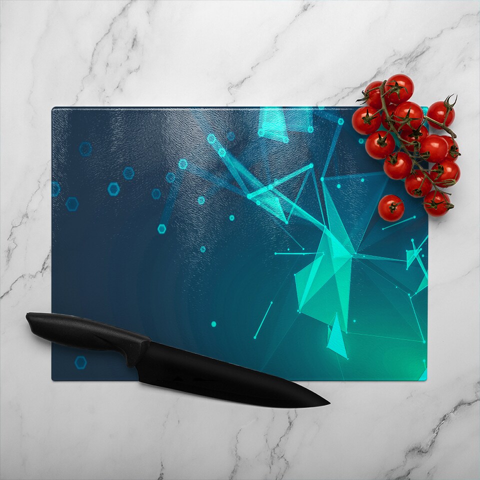 image 1 of Polygonal Space Glass Chopping Board | Multi