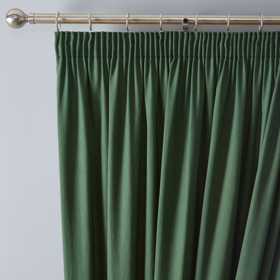 image 1 of Fusion Dijon Pencil Pleat Curtains Bottle Green