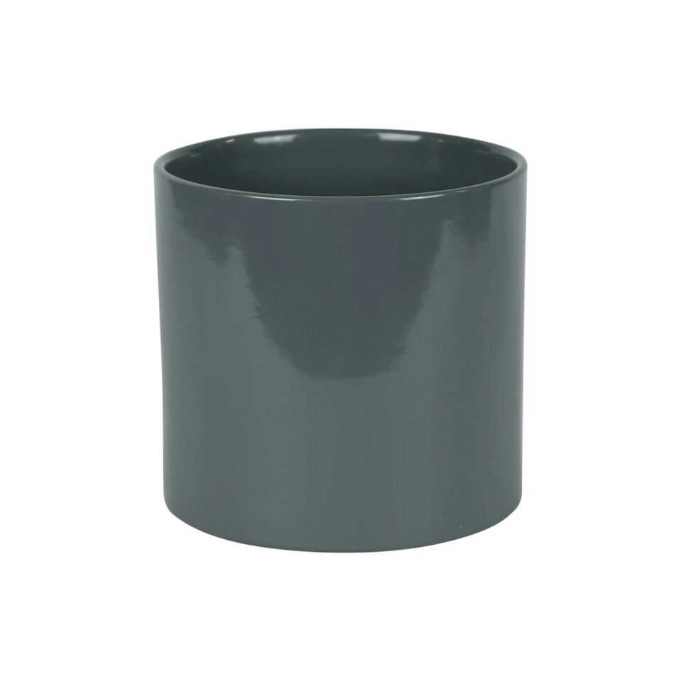 image 1 of Glossy Grey Ceramic Indoor Plant Pot (H13 x W13.5cm) Grey