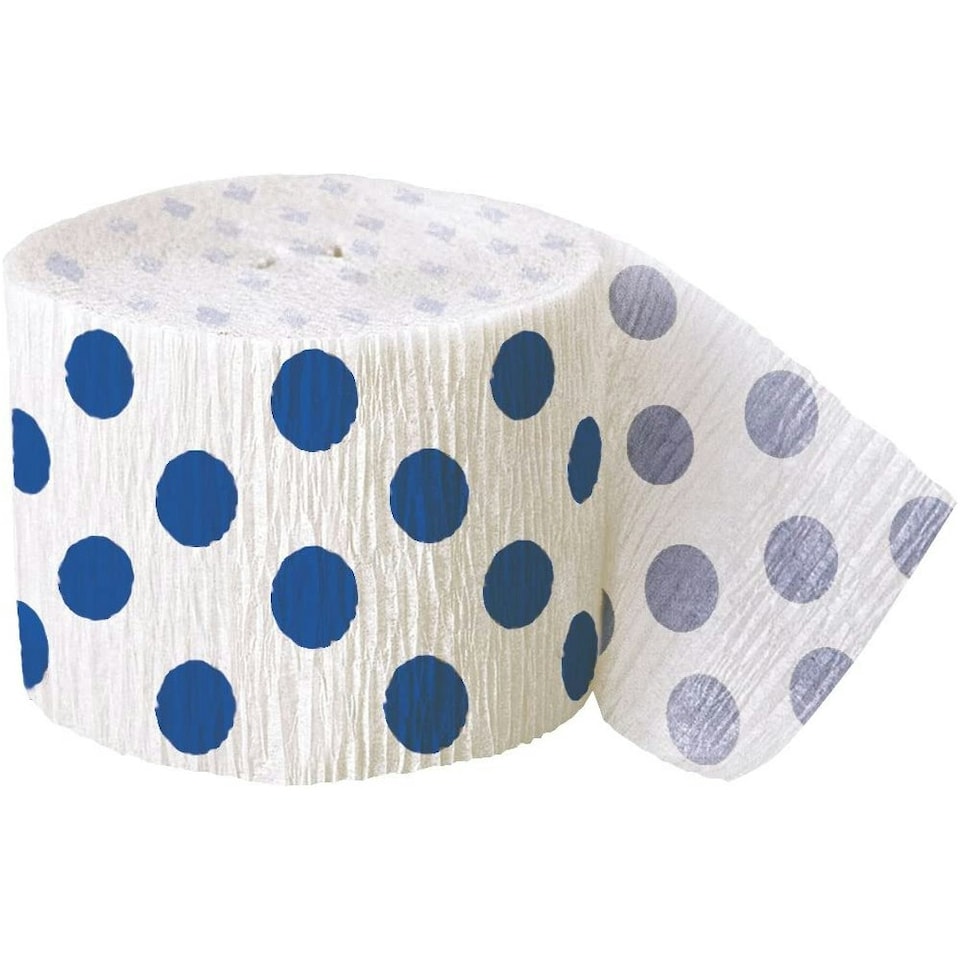 Unique Party Crepe Paper Polka Dot Streamers - Royal Blue/White - One Size