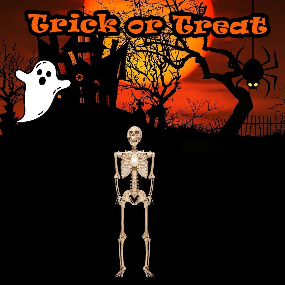 image 1 of vfm-estore Giant 7ft Halloween Skeleton Hanging Decoration White