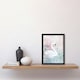 image 2 of Swan Lake Pink Green Watercolour Living Room Black Framed Wall Art Print A4