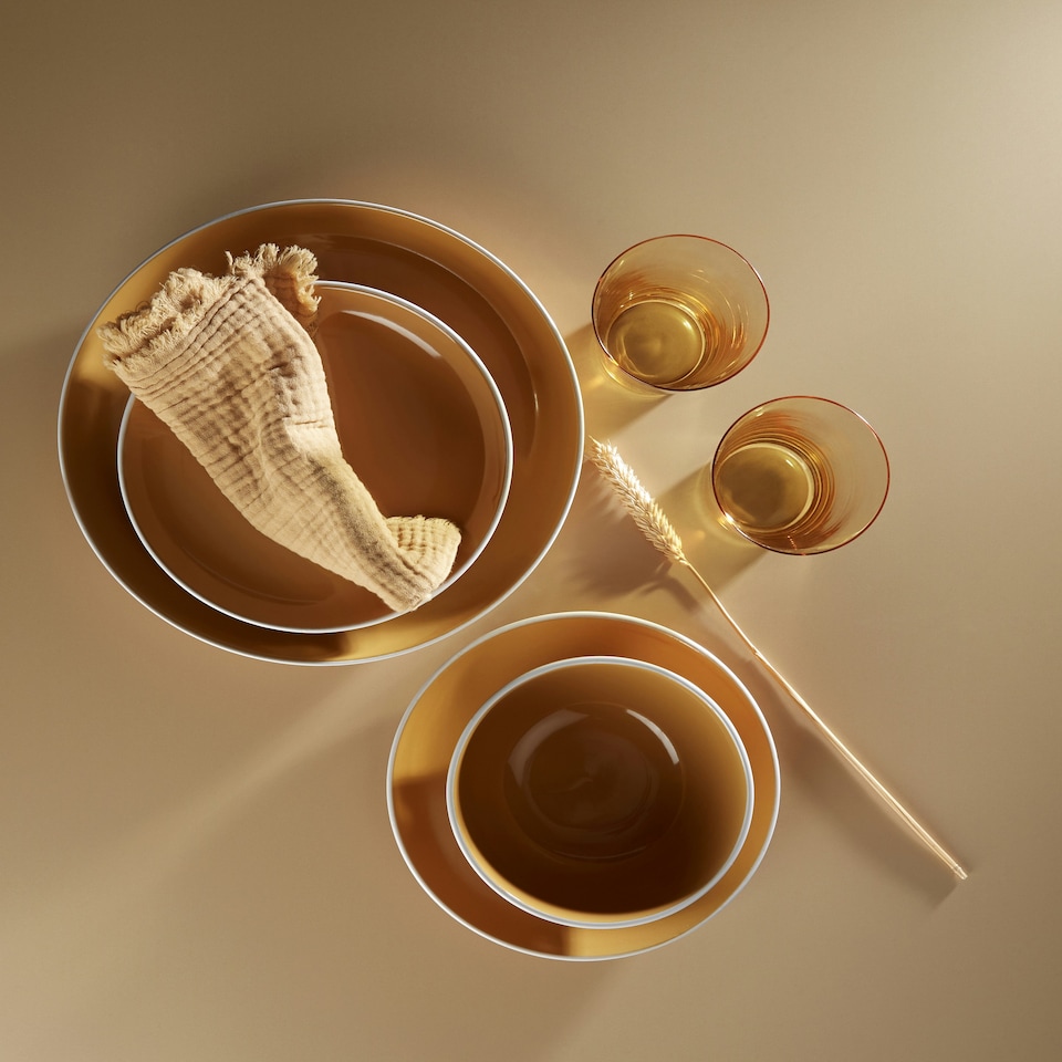 image 1 of 12pc Saffron Yellow Dinner Set