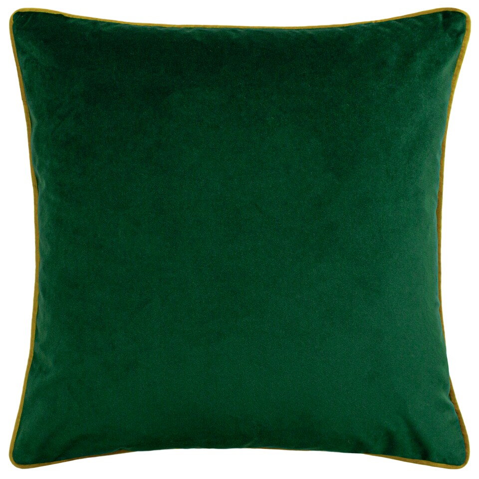 image 1 of Furn Forest Fauna Stag Velvet Piped Cushion, Emerald/Gold, 50 x 50cm