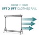 image 7 of House of Home Clothing Rail Heavy Duty Hanging Clothes Shoe Hat Rack Shelves With Wheels 5ft x 5ft | Black