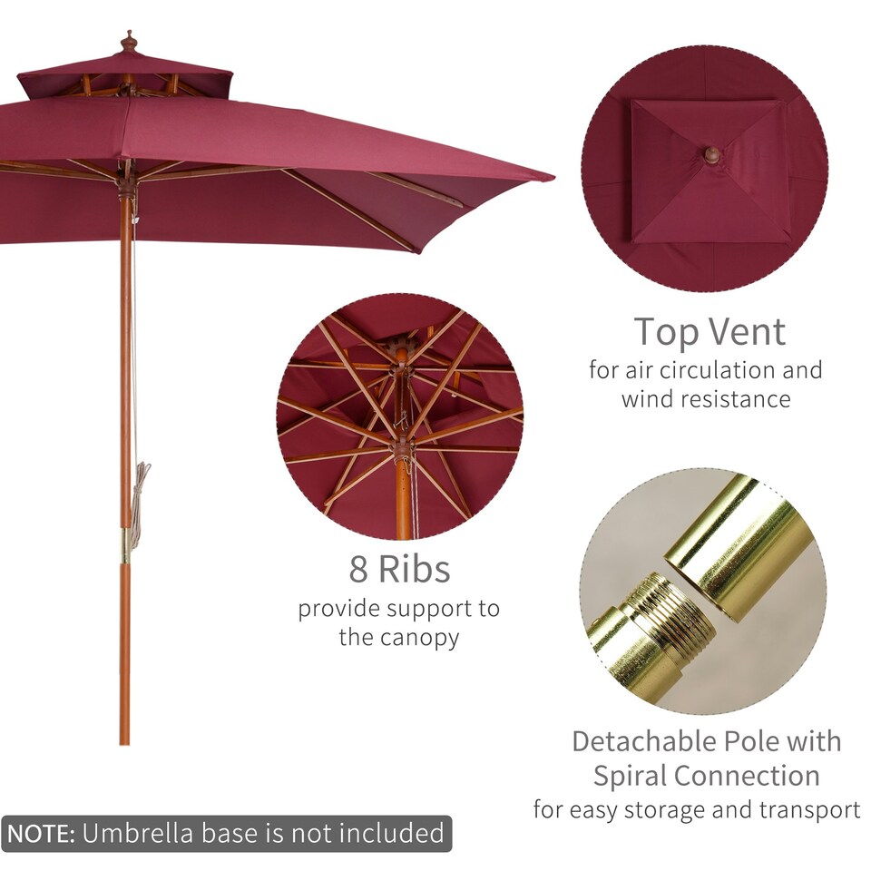 image 1 of Outsunny 3M Garden Parasol Patio Bamboo Sun Umbrella Sun Shade Outdoor Canopy