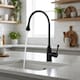 image 2 of Droplet Shape Spout Matte Black Kitchen Sink Mixer Faucet Tall Single Lever Tap