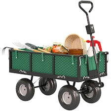 Outsunny Garden Trolley Cart, Heavy Duty Festival Trolley with Removable Liner, Quick-Release Sides