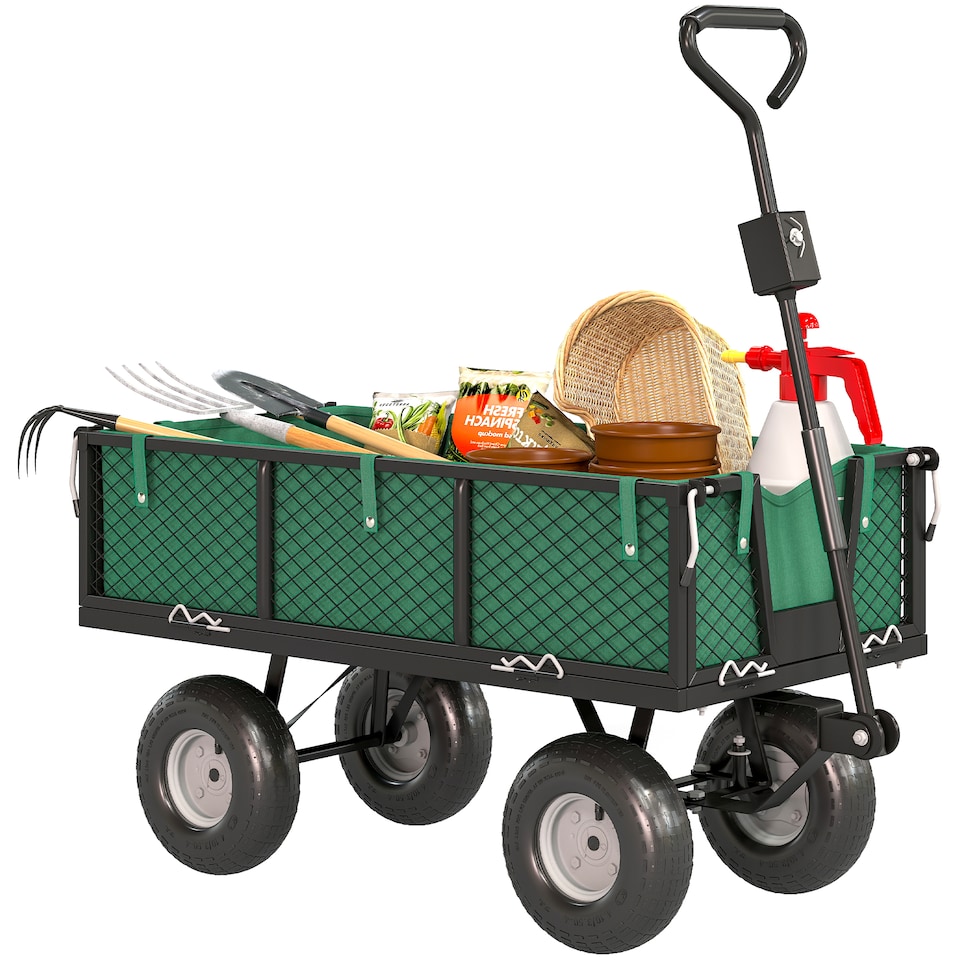 image 1 of Outsunny Garden Trolley Cart, Heavy Duty Festival Trolley with Removable Liner, Quick-Release Sides