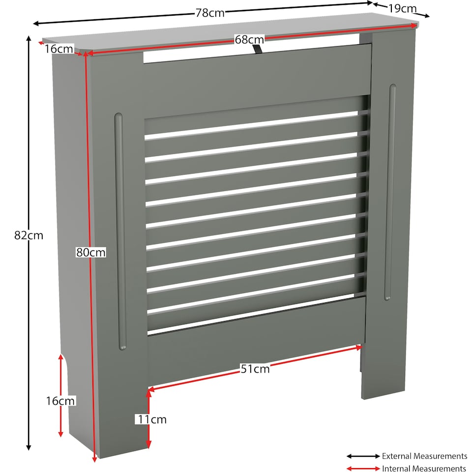 image 1 of Vida Designs Milton Radiator Cover Painted MDF Slatted Cabinet, Grey, 78cm