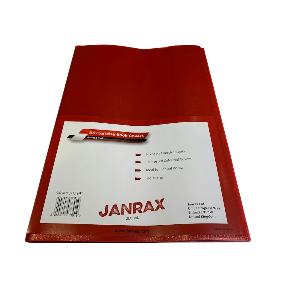 image 1 of Pack of 10 A4 Frosted Red Exercise Book Covers