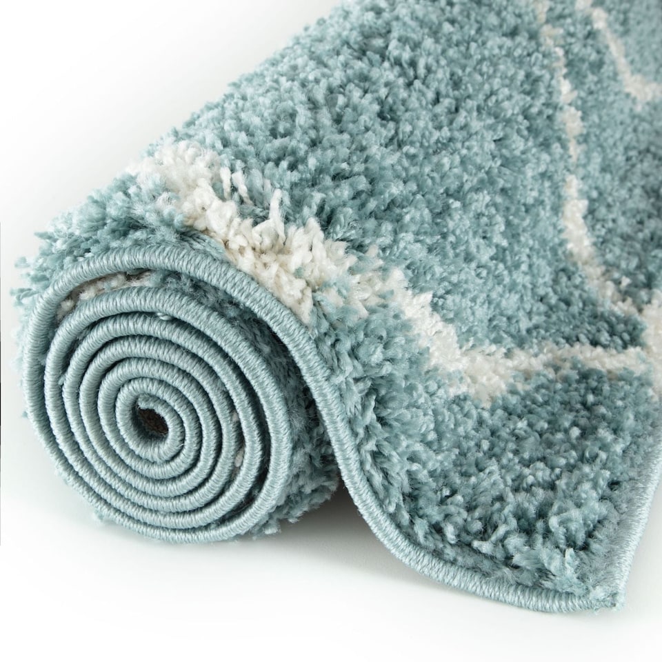 image 1 of The Rugs Moroccan Collection Soft High Pile Shaggy Diamond Floor Rugs and Runners Living Room