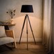 image 3 of ValueLights Clipper Light Wood Tripod Floor Lamp Black Taper Shade