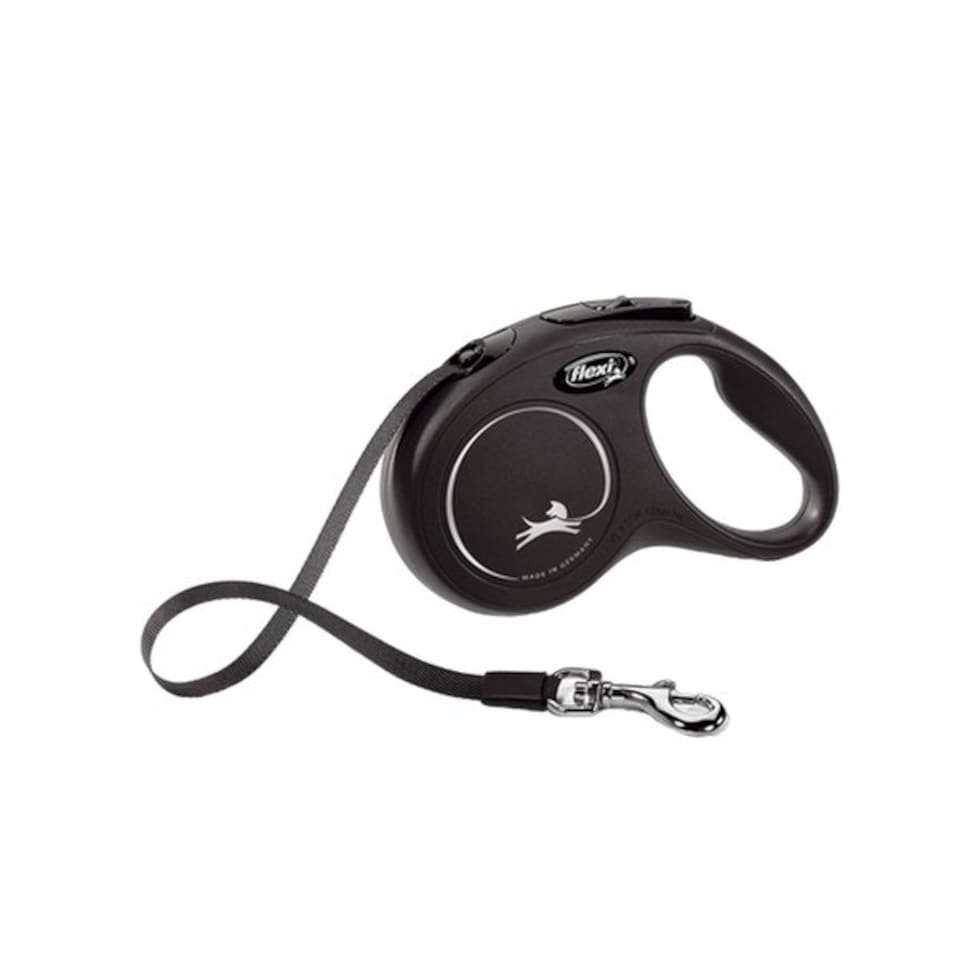 Flexi New Classic Small Retractable Dog Lead - Black - 5m