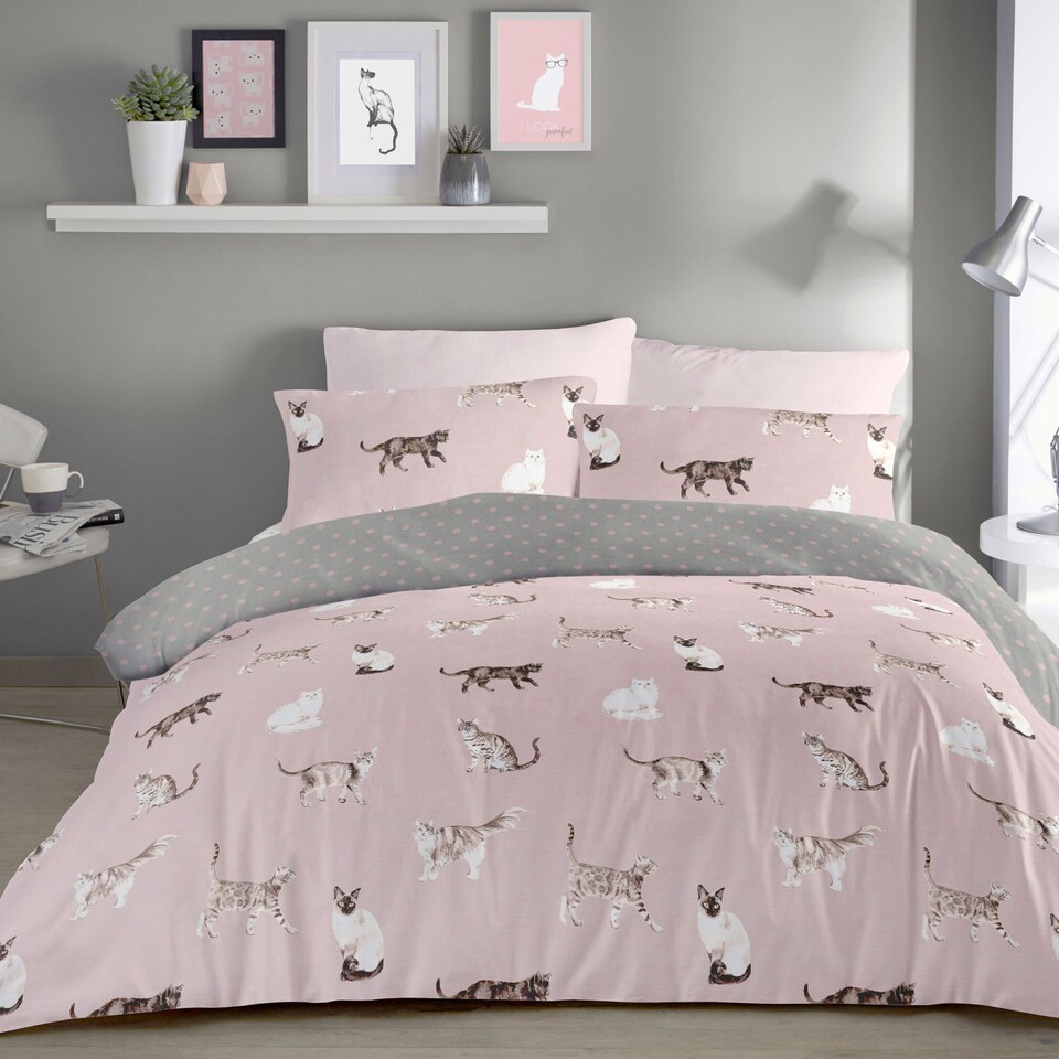 image 1 of Fusion Cats Duvet Cover Set Blush