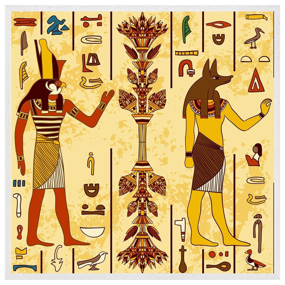 image 1 of Egyptian drawings (Picture Frame) White | S