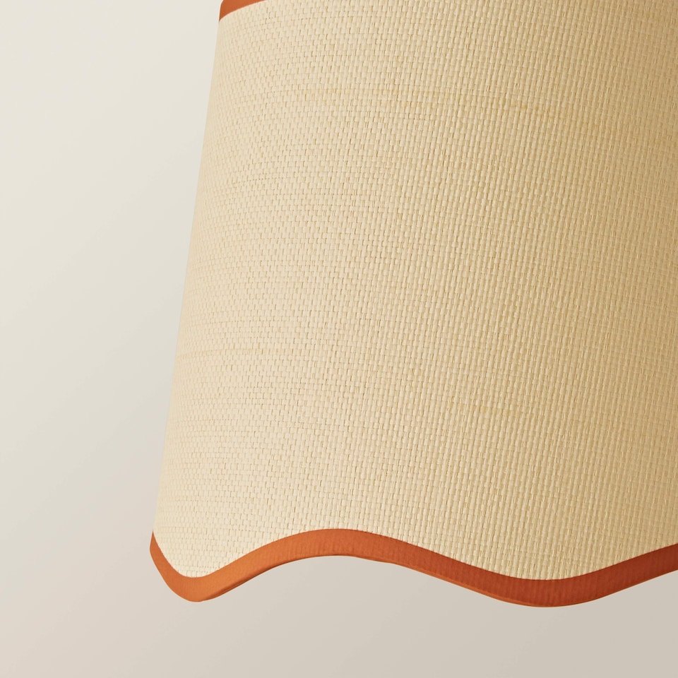 image 1 of ValueLights Dutton Natural Rust Trim Scallop Large Ceiling Lamp Shade | Orange