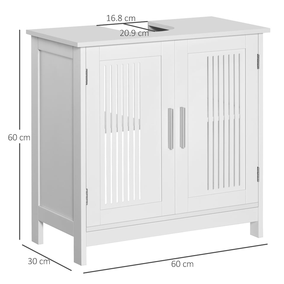 image 1 of kleankin Bathroom Pedestal Under Sink Cabinet with Storage Shelf White White | White