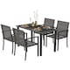 image 1 of Outsunny 4 Seater Rattan Dining Set with Rectangular Glass Top Table and 4 Armchairs, PE Rattan Garden Furniture Set, Outdoor Dining Table and Chairs for Patio, Balcony, Terrace, Grey
