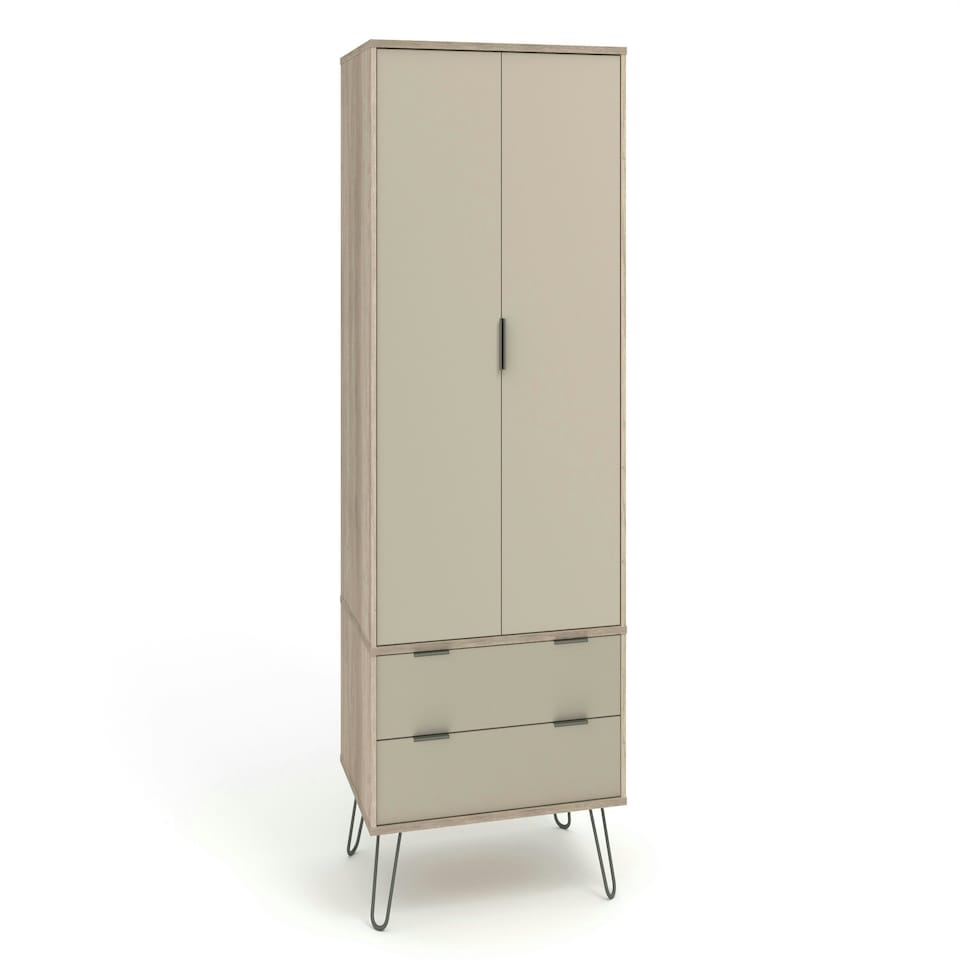 image 1 of Core Products Augusta Driftwood 2 Door, 2 Drawer Wardrobe H176.0cm x W76.5cm x D53.0cm Cream