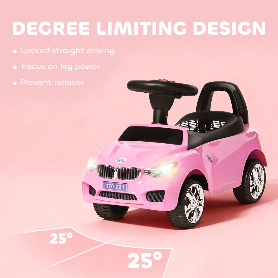 image 1 of HOMCOM Ride on Car Baby Toddler Walker Foot to Floor Sliding Car Slider with Horn Music Working Lights Storage for 1.5 - 3 Years Old, Pink