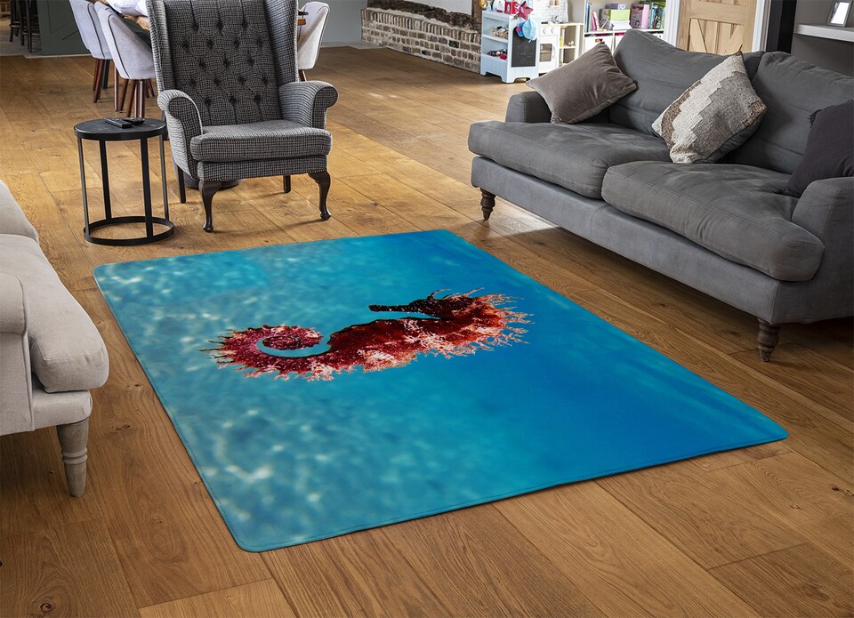 image 1 of Mediterranean Seahorse Designer Rug | Multi