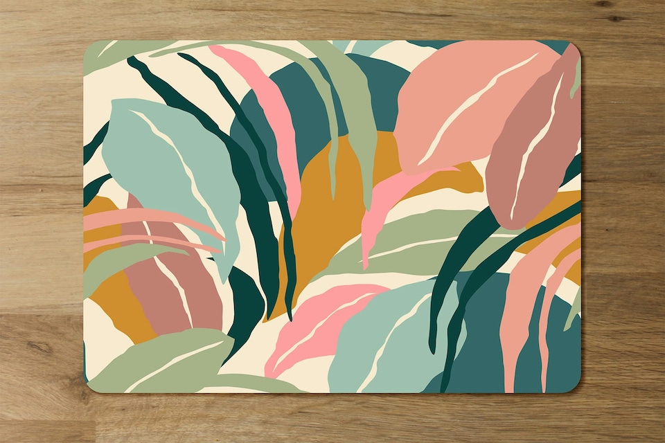 image 1 of artistic abstract leaves (Placemat & Coaster Set)