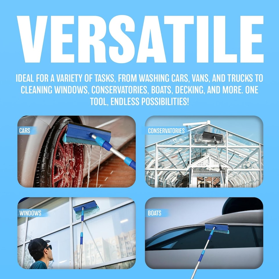 image 1 of 2m 6ft Telescopic Extendable Car Van Wash Washing Brush Window Cleaner