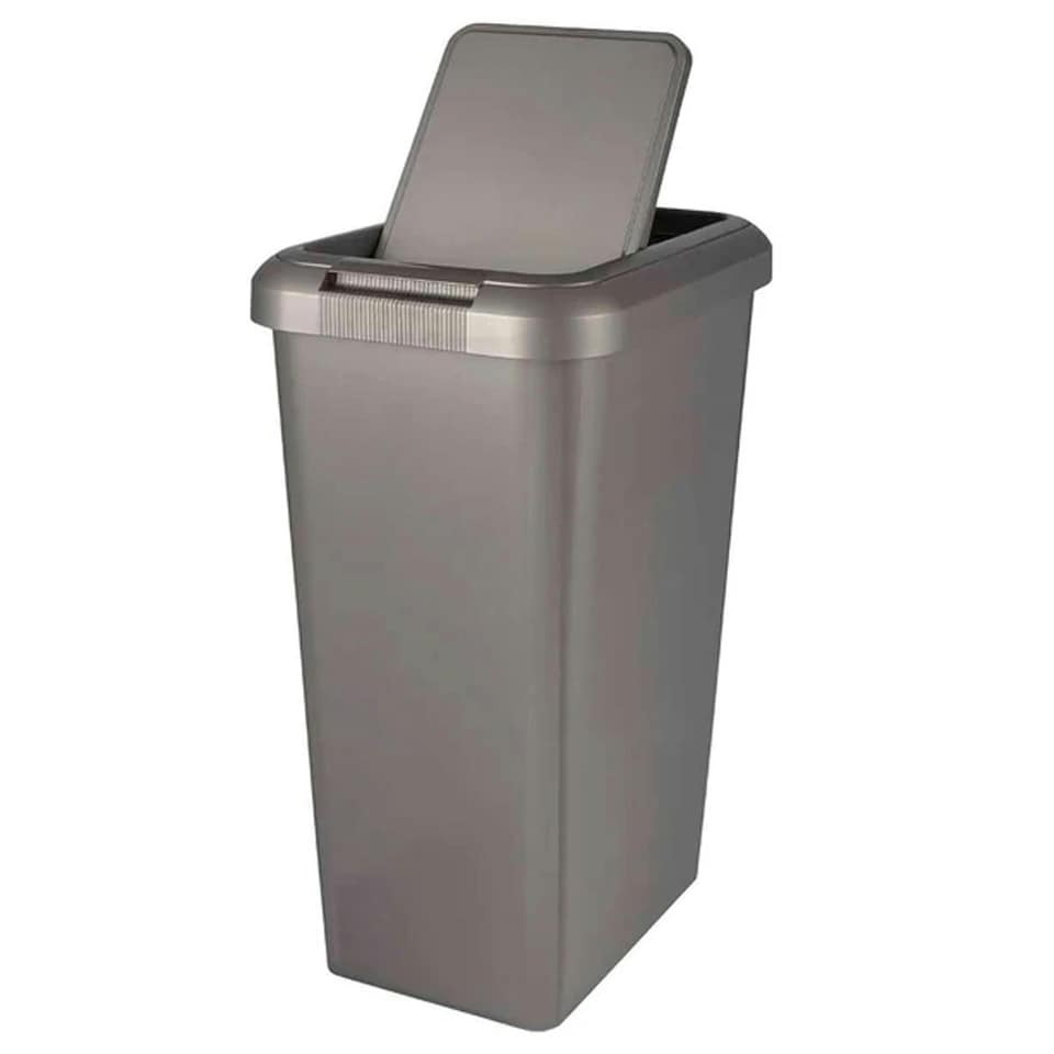 image 1 of 1 x Platinum Rubbish Waste Recycling Moda Waste Bin Tall Compact 45L For Home & Kitchen With Special Lid Silver