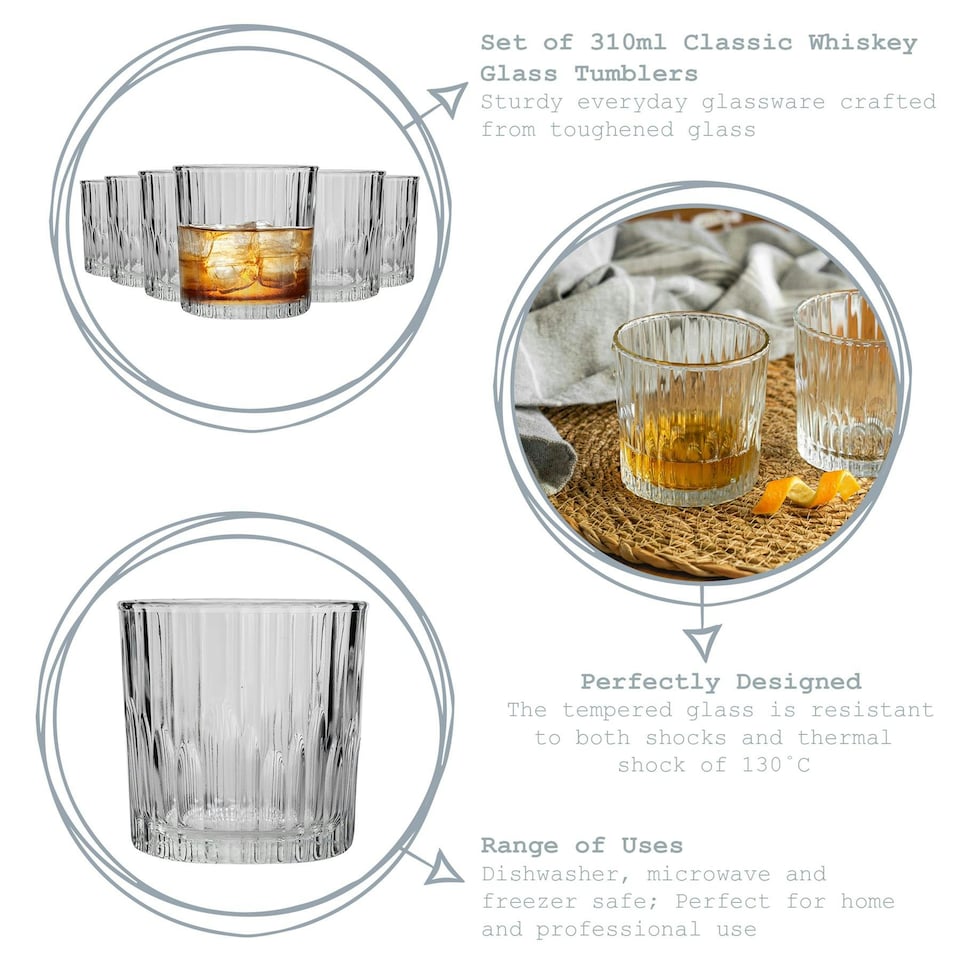 image 1 of Duralex Manhattan Vintage Whisky Glasses - 310ml - Pack of 6 Clear