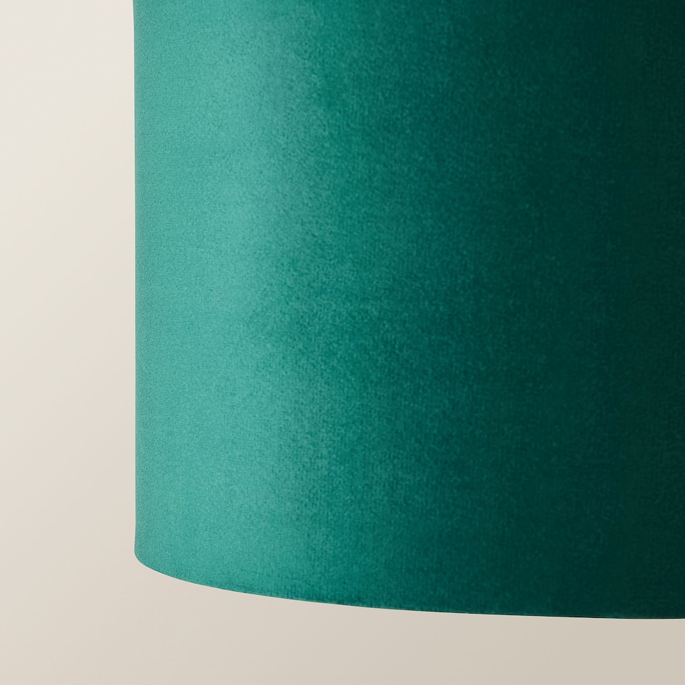 image 1 of ValueLights Reni Small Forest Green Velvet Chrome Inner Lamp Shade | Green