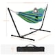 image 4 of Yaheetech Outdoor Hammock with Adjustable Steel Stand-Blue Green Stripe