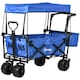 image 1 of Outsunny Outdoor Push Pull Wagon Trolley Cart with Canopy Top - Blue