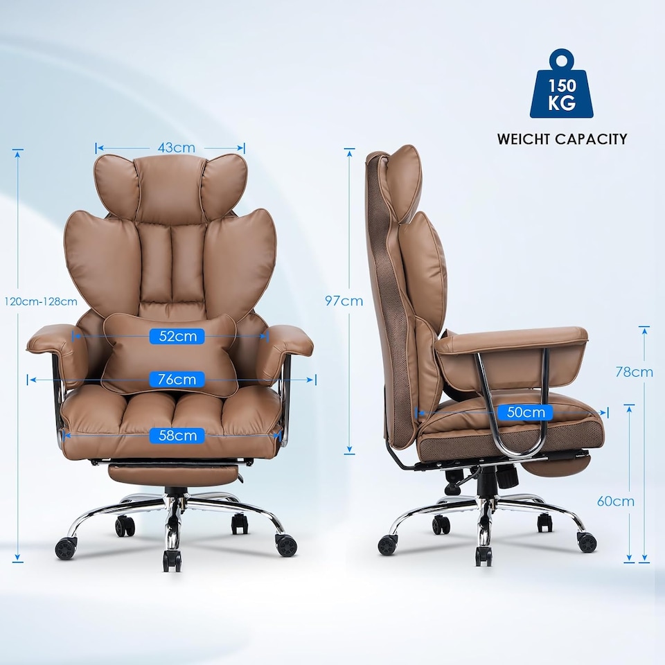 image 1 of Rattantree Ergonomic High Back Leather Office Chair with Footrest