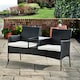 image 2 of Teamson Home Outdoor Patio Garden Furniture, Rattan Wicker Loveseat Bench