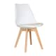 image 9 of Single Scandinavian Dining Chair with Leather Cushions Solid Wood Legs | Pink