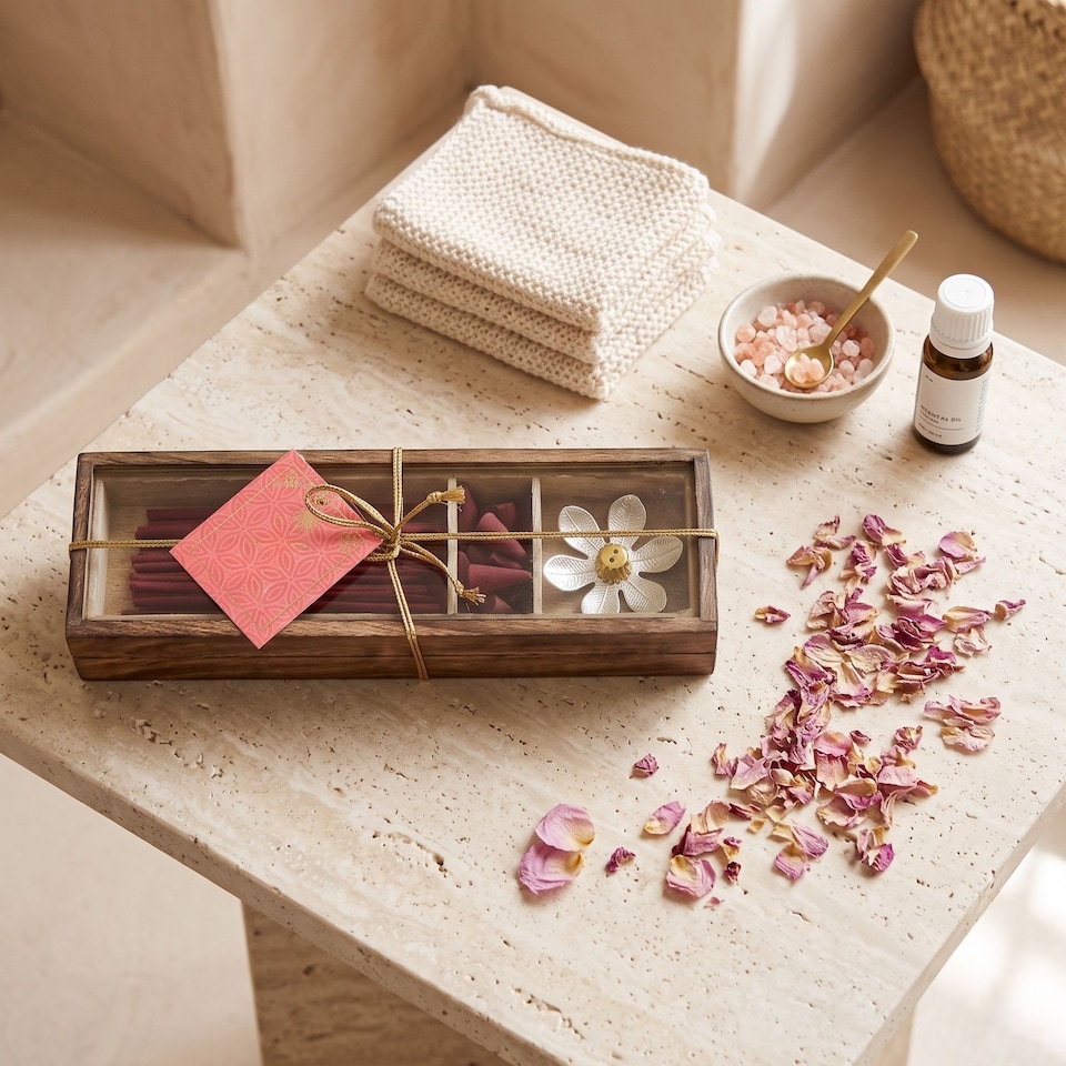 image 1 of Homescapes Zen Incense Gift Set – Rose & Black Oudh