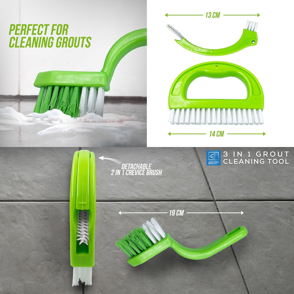 image 1 of Grout & Tile Cleaning Brush Set 3 in 1 Tool for Cleaning Bathroom Tiles and Showers