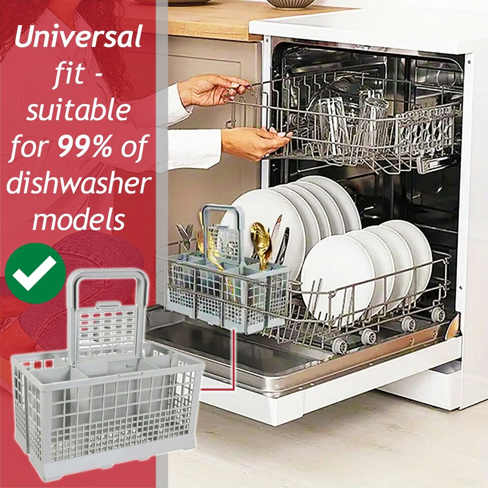 image 1 of SPARES2GO Cutlery Basket Caddy Cage for Bosch Dishwasher (Removable Handle, 240mm)