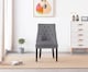 image 4 of Set of 6 Dark Grey Windsor  Velvet Dining Chair Ergonomic Scoop Knockerback & Button Tufted Wood Legs | Grey | Dark Grey