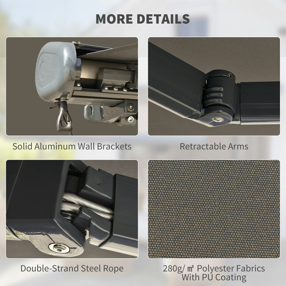 image 1 of Outsunny DIY Retractable Canopy with Remote Controller for Patio, Light Grey Grey