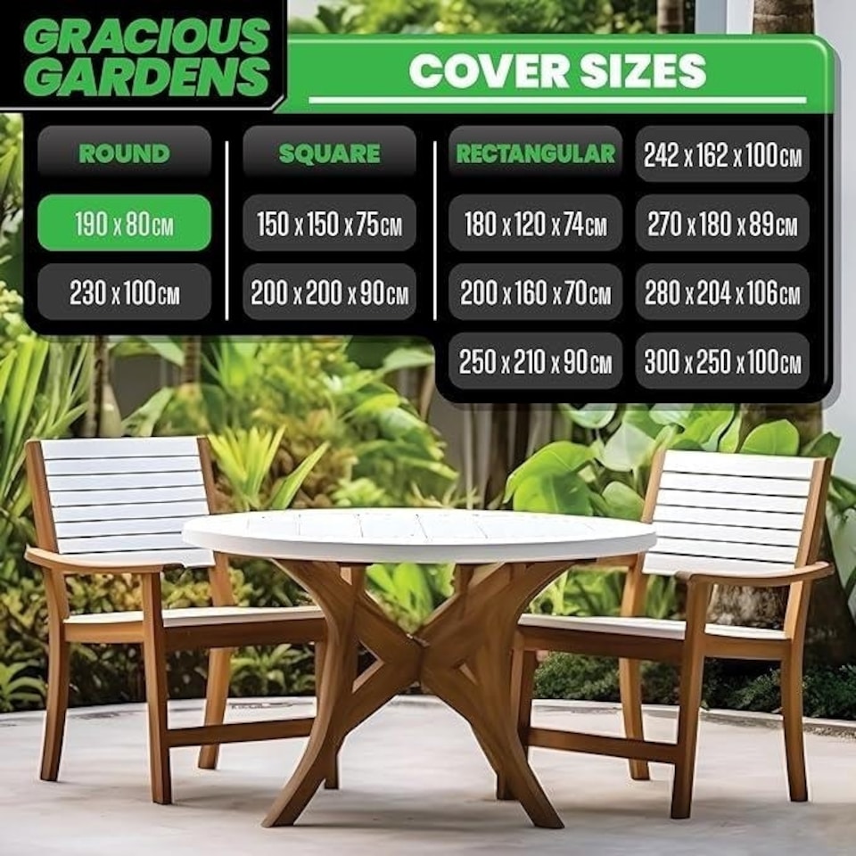 image 1 of Gracious Gardens Round 190x80cm Waterproof Round Furniture Cover | Black | Black | 190x80cm | 1