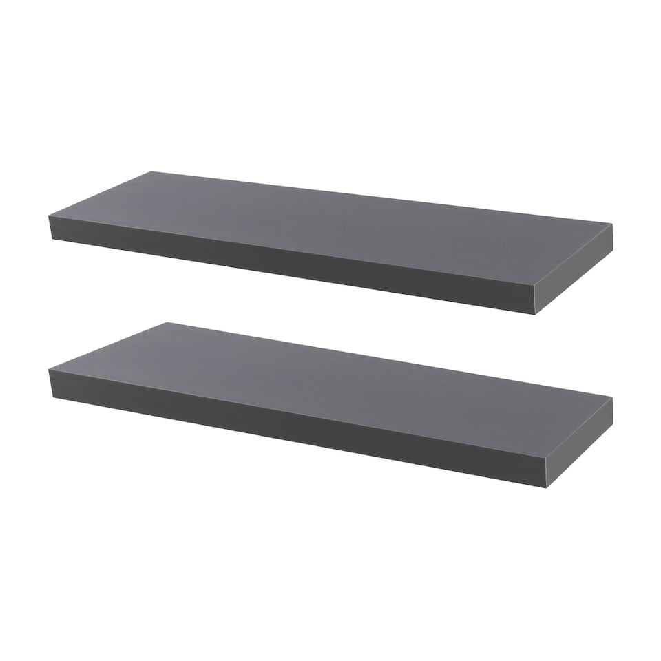image 1 of Harbour Housewares Modern Floating Wall Shelves - 100cm - Grey - Pack of 2
