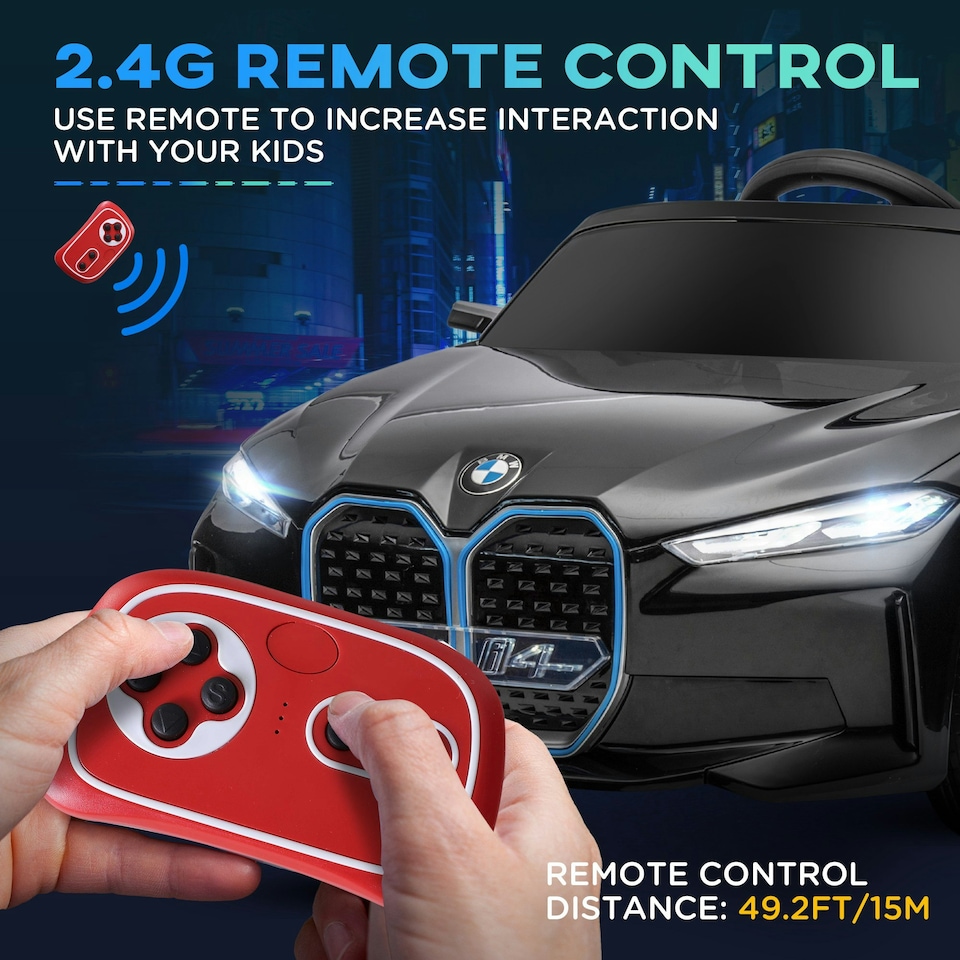 image 1 of HOMCOM BMW i4 Licensed 12V Kids Electric Ride-On Car w/ Remote Control - Black