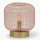 image 3 of ValueLights Monroe Clear Pink Ribbed Glass Table Lamp