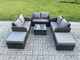 image 1 of Fimous 8 Seater High Back Rattan Garden Furniture Set with Square Coffee Table 2 Big Footstool Love Sofa Indoor Outdoor Patio Lounge Sofa Set Dark Grey Mixed